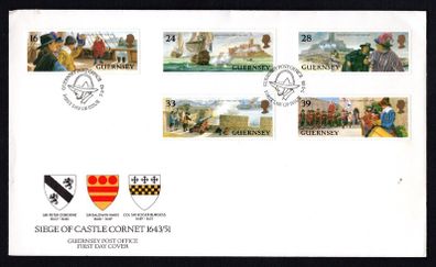 1993 Guernsey 350th Anniversary of Siege of Castle Cornet Commemorative Stamps Official First Day Cover (FDC)