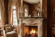 Regency styled wood framed gilt wood overmantel mirror