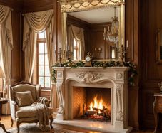 Regency styled wood framed gilt wood overmantel mirror