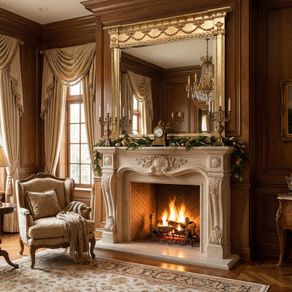 Regency styled wood framed gilt wood overmantel mirror