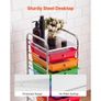 Rolling Cart with Drawers, 10 Drawer Storage Organizer, Mobile Utility Cart with Steel Frame, Universal Casters & 2 Brakes, Great for Office, Classroom, Craft Tools, Garage, Studio, Rainbow Image 4