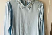 Brand new savida Pearl embellished collar baby blue top