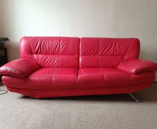 Red Leather Look Sofa Couch