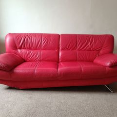 Red Leather Look Sofa Couch