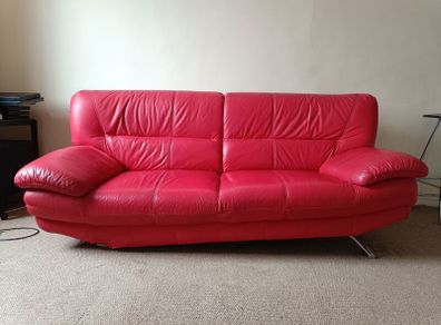 Red Leather Look Sofa Couch