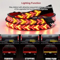 1pc 60-Inch LED Arrow Tailgate Light Bar, Red & Yellow Switchback Sequential Flashing