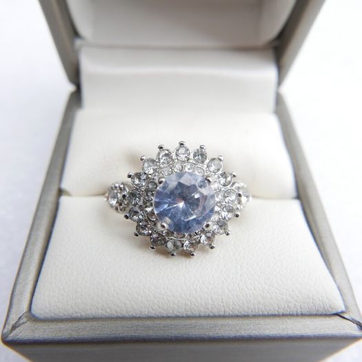 Vintage 925 Sterling Silver Flower Cz Cluster Ring size U - 5,4g