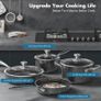 Stainless Steel Pots and Pans Set, 7-Piece Induction Hob Pan Set, Kitchen Cookware Set Cooking Set with Frying Pan Saucepan & Stockpot, Nonstick Black Granite Coating, PFOS & PFOA Free Image 7