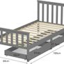 Wooden Single Bed Frame with Storage Drawers, Sturdy Bed Base for Kids Adults, With Footboard, Wood Bed Frame Without Mattress Grey Image 2