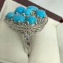 Silver Sleeping Beauty Turquoise & Tanzanite Statement Ring Image 2