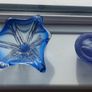 Fabulous Pair of Two Vintage Small Hand-Blown Art Glass Pieces in Shades of Bright Blue and Cornflower Blue, Sold as a Pair Image 4