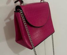 PENNEYS PRIMARK Pink Croc Shoulder Bag With Chain Strap!