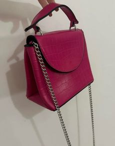 PENNEYS PRIMARK Pink Croc Shoulder Bag With Chain Strap!