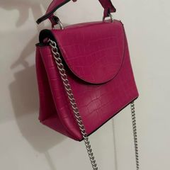 PENNEYS PRIMARK Pink Croc Shoulder Bag With Chain Strap!