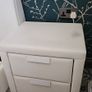 Faux white leather king size bed frame with bamboo mattress and 2 bedside lockers Image 5