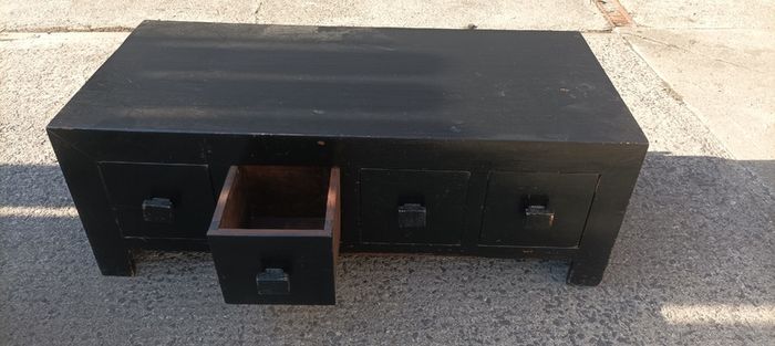 Solid wood coffee table with storage drawers