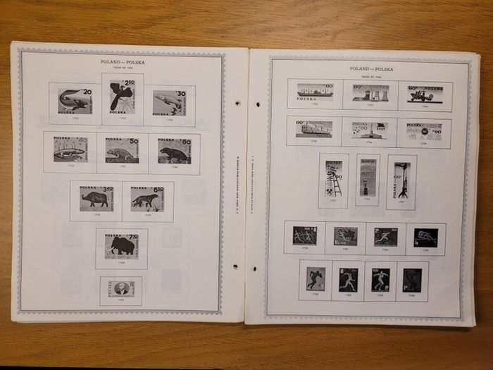 Poland 1946 -1983  Minkus Stamp album pages partially filled