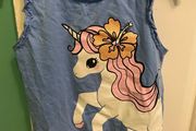 H&amp;M girl's shirt blue unicorn 122 128