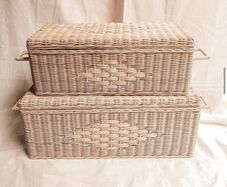 Wicker Trunk Set of 2 Boho Storage