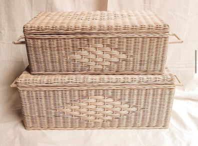 Wicker Trunk Set of 2 Boho Storage