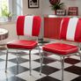 Set of 2 Retro American Diner Dining Chairs Red, Vintage Faux Leather Kitchen Chairs  Chrome Frame Image 4