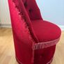 Vintage Red Velvet Button Back Boudoir Chair Image 4
