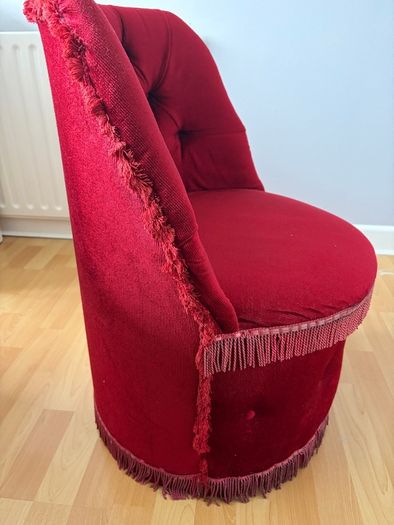 Vintage Red Velvet Button Back Boudoir Chair