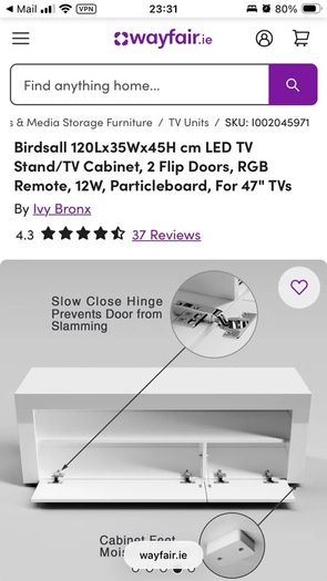 Medium TV / Storage Unit (Gloss White)