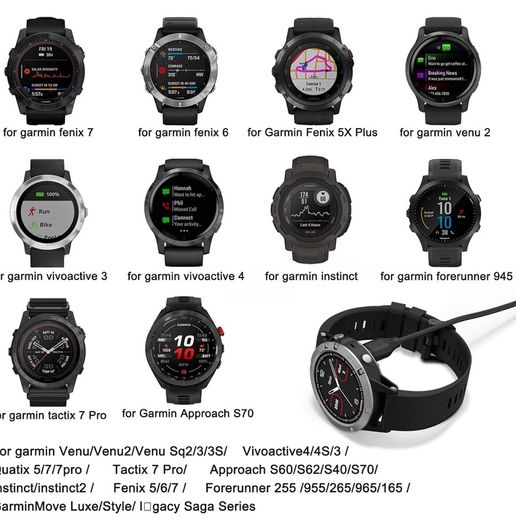 1M USB C Charger Cable for Garmin Fenix 7 7S 7X 6 6S 6X Pro 5 5S 5X Plus,Forerunner 55 45 45S 255 245 945 955,Vivoactive 5 4 4S 3,Venu 2 2S Sq, Instinct 2 Solar,Approach S10 S40 S60,Vivomove 3 3S