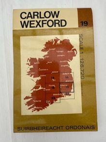 Vintage 1970's Ordnance survey of Ireland map of Carlow and Wexford, map no.19