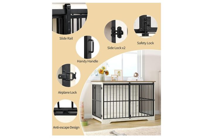 2 Doors Indoor Dog Cage for Large Dogs, 110 x 65 x 81 cm