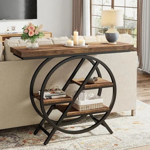 Console Table Round  with Geometric Design
