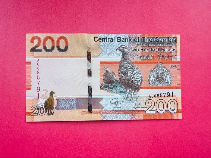 Gambia.  200  Dalasis. 2019   Pick 42a  ( Uncirculated )