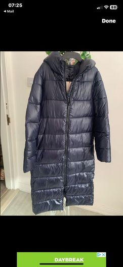coat Navy Long puffa coat size small 10/12 boutique brand