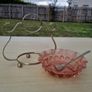 Vintage pink glass jam bowl with silver-plated stand and spoon. Image 6