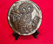 Vintage Round Owl Plaque  Athena's Owl by Kathleen Smyth, Wild Goose Studio