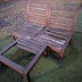 Wooden outdoor lounger with cushions Image 4