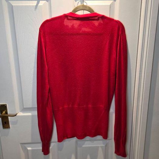 Red V neck cardigan