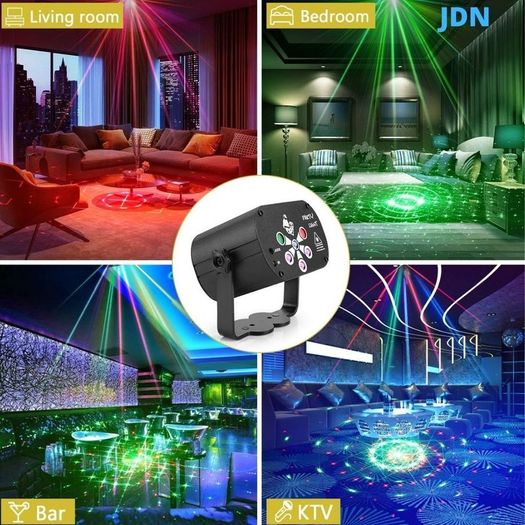 Laser Projector Lights RGB UV DJ Disco Stage Party Lights for Christmas Halloween Birthday Weddin