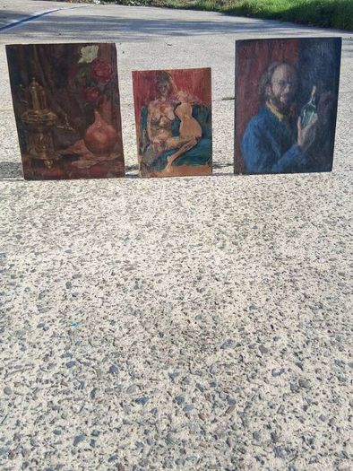 3 X George Weissbort Original Oil On Board