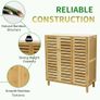 Bamboo Shoe Storage Cabinet Wooden Shoes Rack Organiser with Slatted Doors Image 5