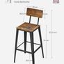Vintage  Bar Stools Set of 2 with Backrest Steel Frame Image 3