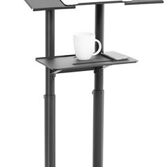 Mobile 24 x 16 inch Lectern Podium, Height Adjustable Steel Rolling Laptop Cart on Wheels, Black, CART-V03E
