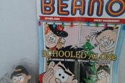 old beano comic and new toy in wrapping