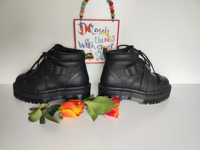 RARE Dr Doc Martens Beaumann chain black platform quad boots UK3 EU36 US5
