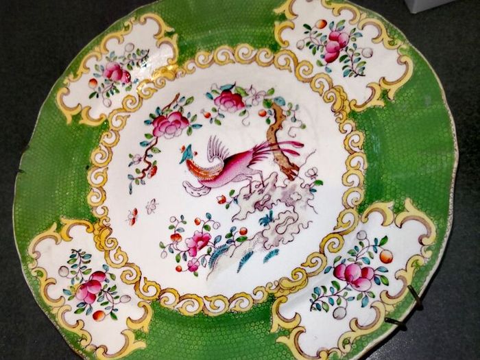 Antique Minton green plate with hanger