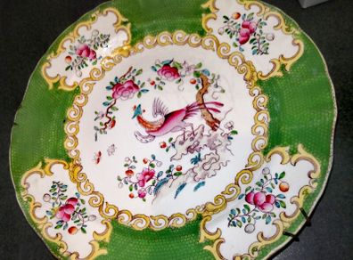 Antique Minton green plate with hanger