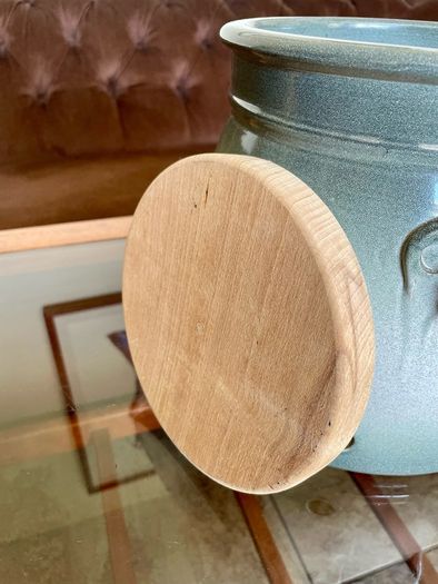 Handcrafted Kiltrea Bridge Pottery Stoneware Onion Crock Smooth Sage Green Glaze Embossed Onion Crock