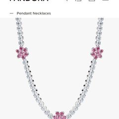 Pandora Pink Flowers Tennis Necklace New