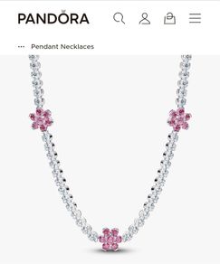 Pandora Pink Flowers Tennis Necklace New
